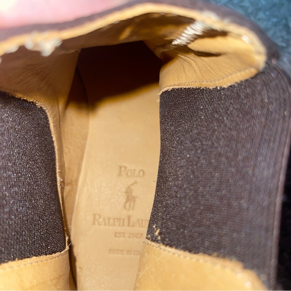 Polo Ralph Lauren Brown Calf Suede Chelsea Ankle Boots Made In Italy Sz 9.5D Men - Picture 3 of 14
